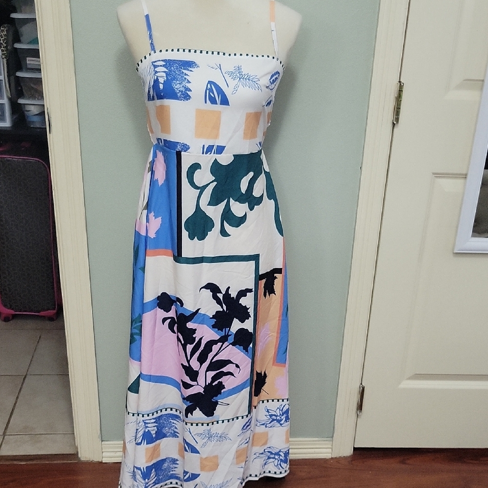 Colorful Geometric Print Maxi Dress